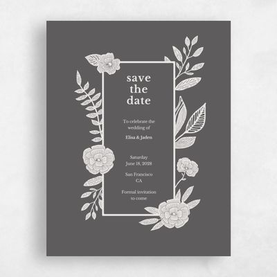 Charcoal, Grey Wedding Save the Date - Catania Border