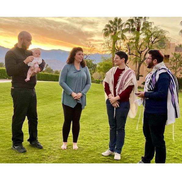 Ze'evi and Ariel with Ariel's sister Jillian, her husband Mitch, and their baby Nova at Nova's baby naming.