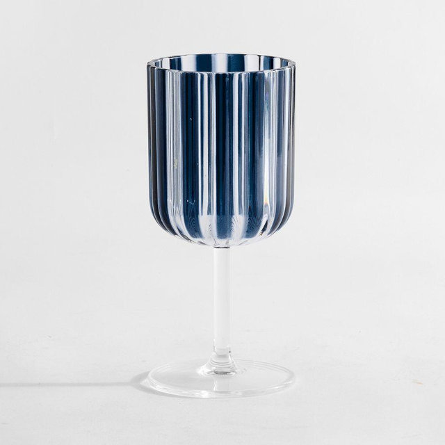 Montauk Stripe Outdoor Goblets, Navy Blue - Set of 4