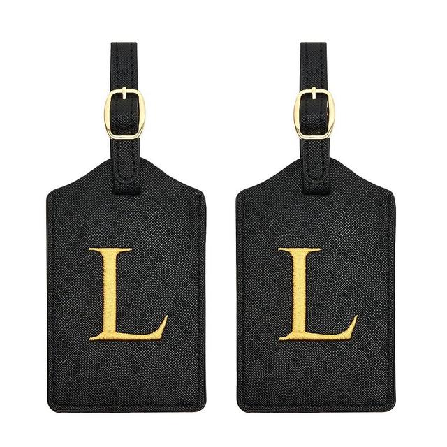 2 Pcs Initial Luggage Tags Monogrammed PU Leather Luggage Tags Embroidered Luggage Tags for Suitcases Travel Luggage Tags for Baggage Bags (L)