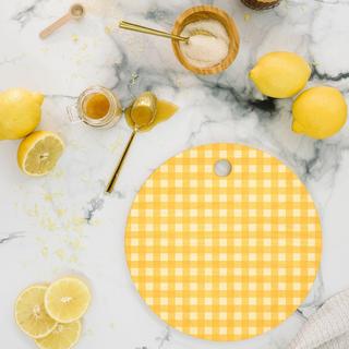 Gingham Round Serving Board