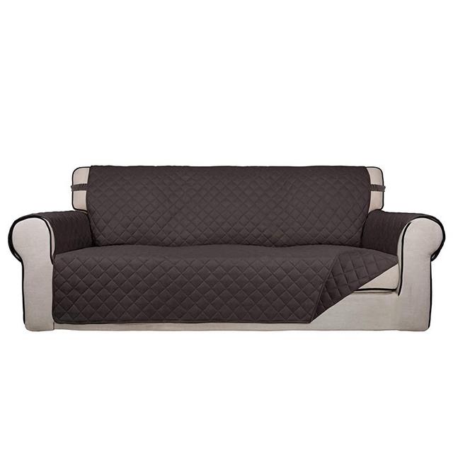 PureFit Reversible Quilted Sofa Cover, Water Resistant Slipcover Furniture Protector, Washable Couch Cover with Non Slip Foam and Elastic Straps for Kids, Pets (Oversized Sofa, Chocolate/Chocolate)