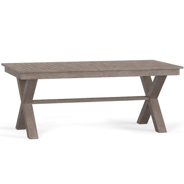 Indio Wood X-Base Rectangular Extending Dining Table, Weathered Gray