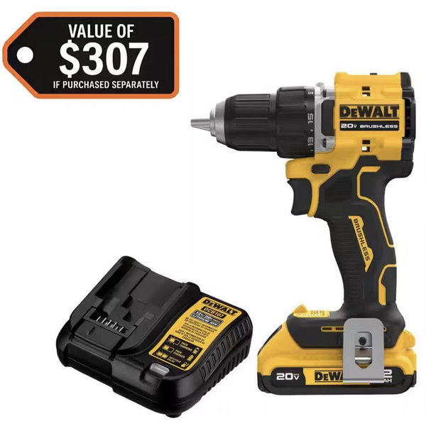 DEWALT Atomic 20V Lithium-Ion Cordless Compact 1/2 in. Drill/Driver Kit with 2.0Ah Battery and Charger DCD794D1