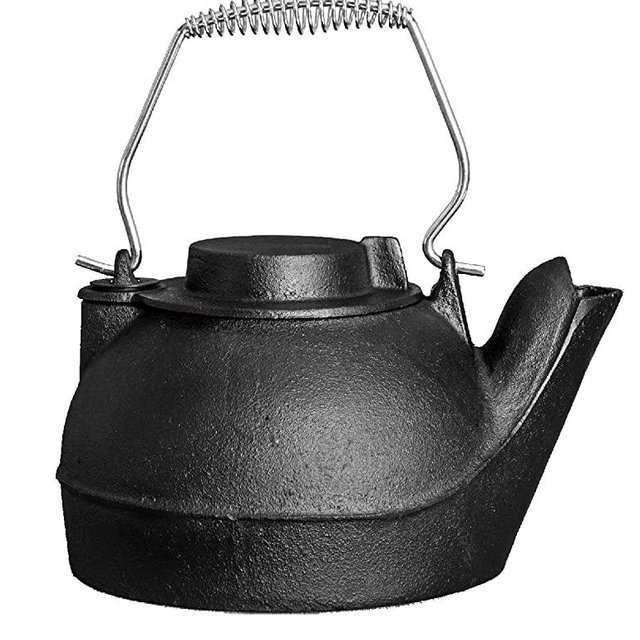 Fire Beauty Humidifying Iron Kettle，Stove Humidifier，Wood Stove Kettle，Cast Iron，Chrome handle，Matte Black