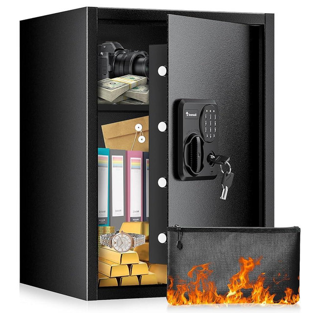 Bonsaii Large Safe Box with Fireproof Bag,2.5 Cubic Feet for home security with Electronic Keypad and Removable Shelf,Document Safe for Home,Money,Cash,Jewelry,15.7"Wx15"Dx21.7"H