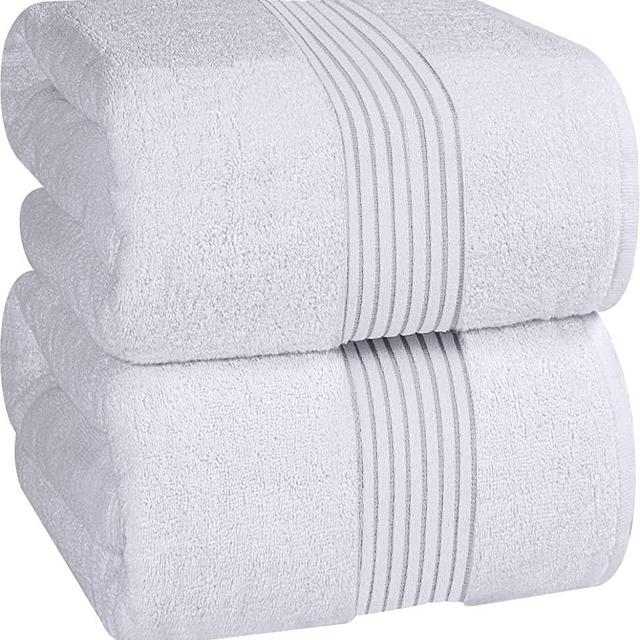 Utopia Towels - Luxurious Jumbo Bath Sheet 2 Pack - 600 GSM 100% Cotton Highly Absorbent and Quick Dry Extra Large Bath Towel - Super Soft Hotel Quality Towel (35 x 70 Inches, White)