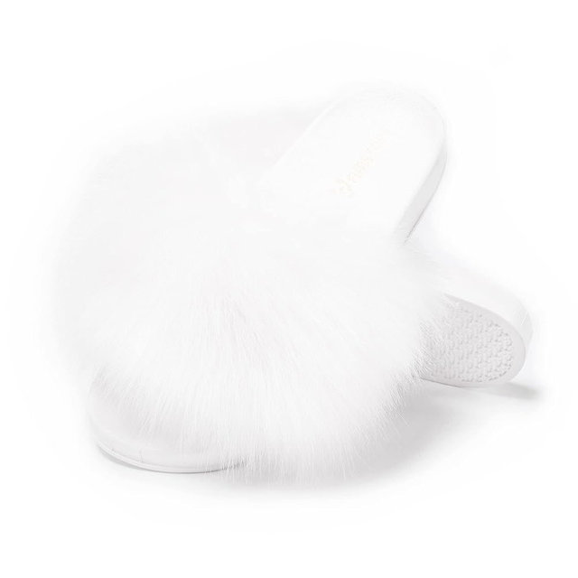 Women's Furry Slides Faux Fur Slides Fuzzy Slippers Fluffy Sandals Outdoor Indoor