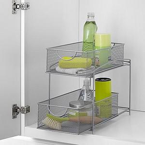 .ORG™ Mesh 2-Tier Sliding Cabinet Basket in Silver