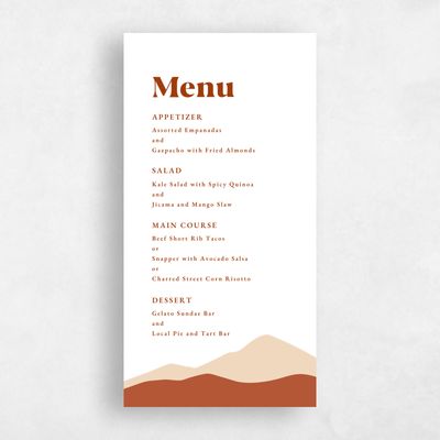 Dark Rust, Orange Wedding Menu - Langdon