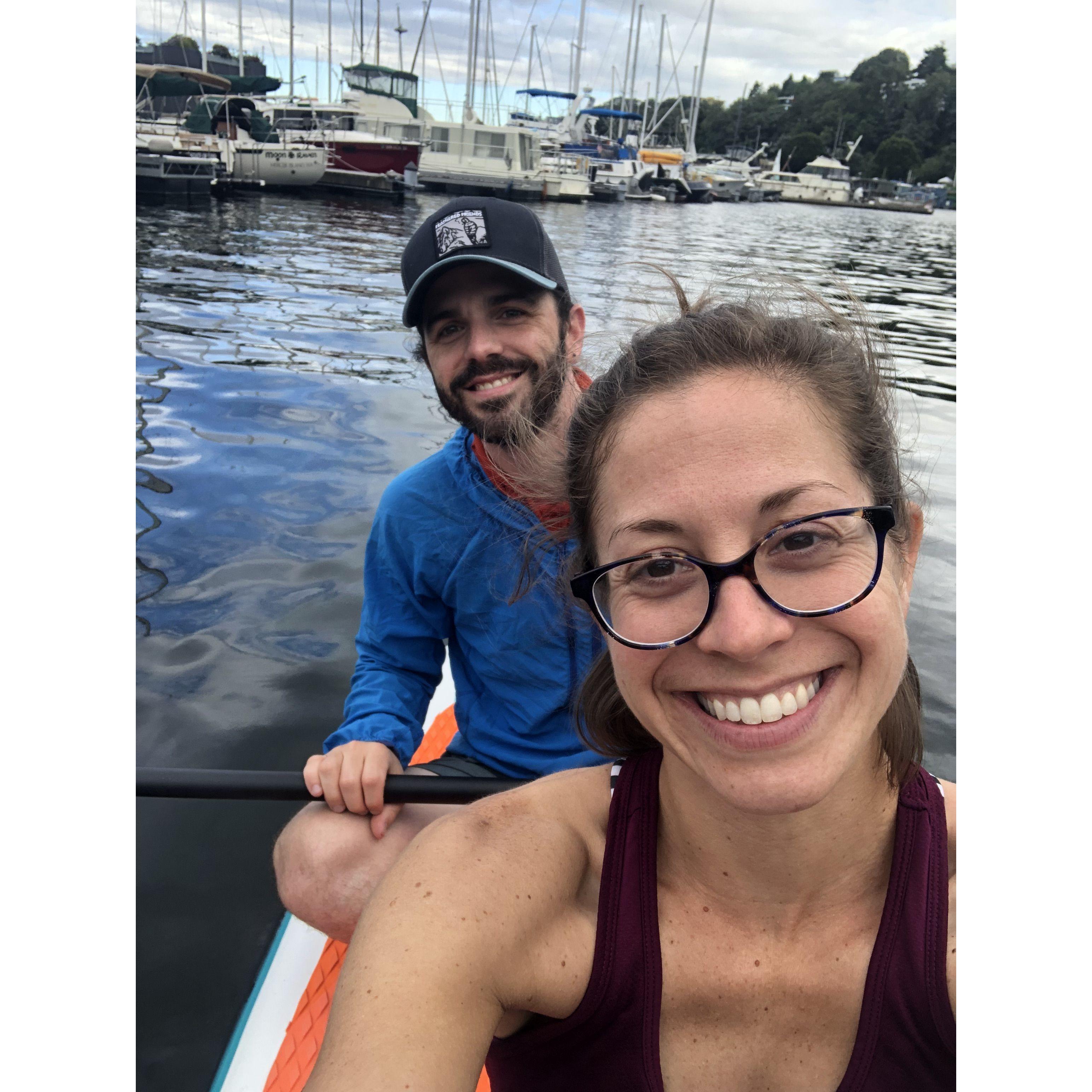 Paddle board happy hour on Lake Union in Seattle