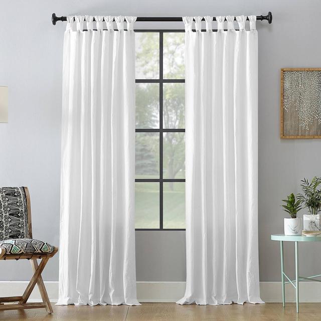 52"x95" Washed Cotton Twist Tab Curtain White - Archaeo