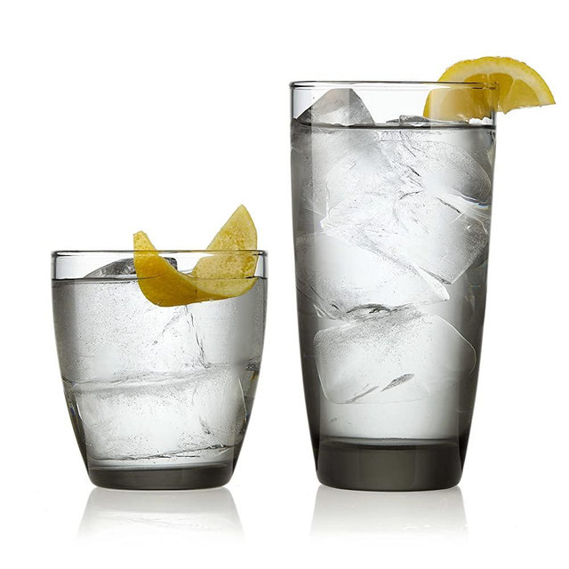 Libbey Smoke Slate 12-piece Cooler and Double Old Fashioned Glass Set, 16 oz