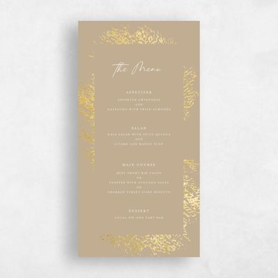 Tan, Brown Wedding Menu - Santini Foil