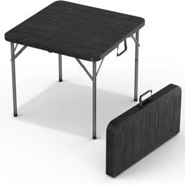 Our Modern Space 34" Square Foldable Table with Built in Handle & Steel Legs | Heavy Duty Portable | Perfect for Party, Dining, Wedding, Events, Picnic Indoor, Outdoor, Camping, Utility, Temporary