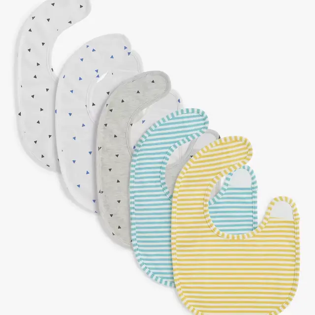 John Lewis & Partners Baby Printed Bibs, Pack of 5, Multi
