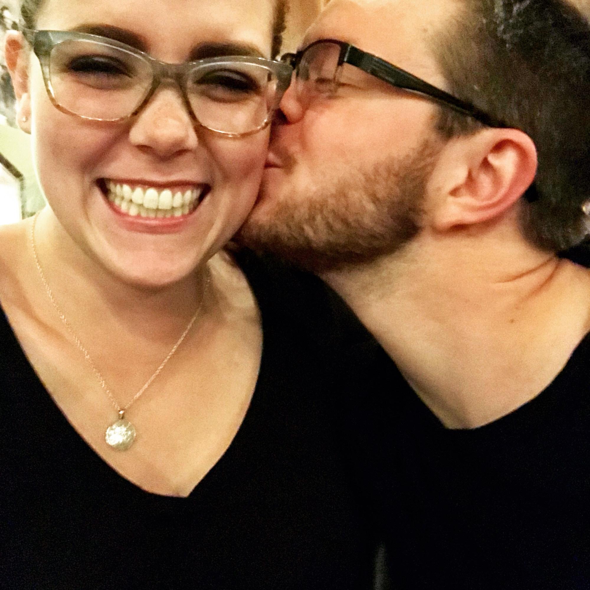 A photo taken while out to dinner with friends in September 2017. One of our favorite photos of us!