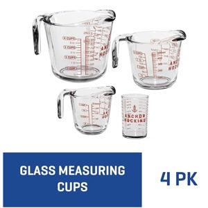 Anchor Hocking Glass Measuring Cups, 4 Piece Set (5 Ounce, 1 Cup, 2 Cup, 4 Cup liquid measuring cups)