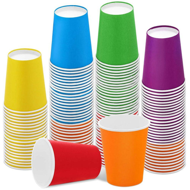 URATOT 120 Pieces 9 Ounce Disposable Paper Cups Rainbow Party Cups Drinking Cups for Party, DIY and Holiday, 6 Colors
