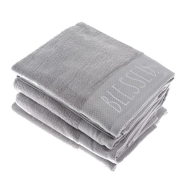 Rae Dunn Bath Towels for Bathroom Set of 4, Embroidered Bathroom Towels Decorative Set, 100% Cotton