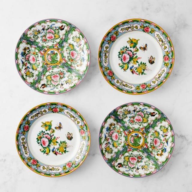 Famille Rose Mixed Salad Plates Set of 4