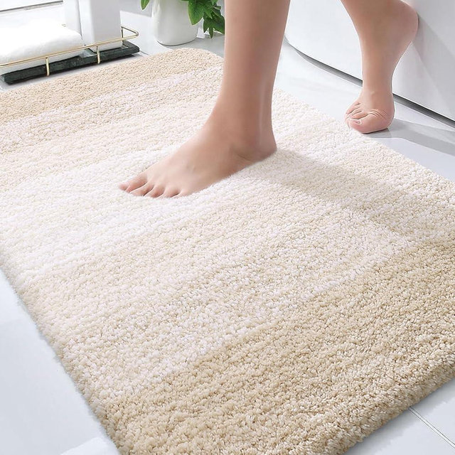 OLANLY Bathroom Rugs Mat 36x24, Extra Soft Absorbent Microfiber Bath Rugs, Rubber Backing, Quick Dry, Machine Washable Bath Mats for Bathroom Floor, Tub and Shower, Home Decor Accessories, Light Beige