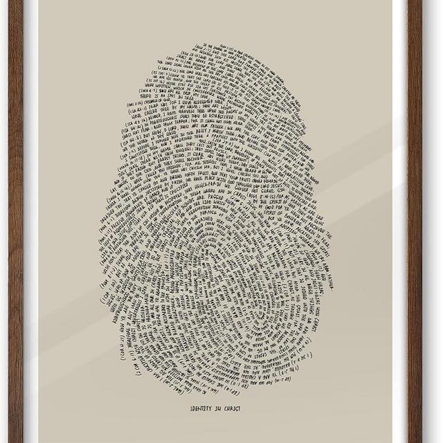 iHery Natural OAK Wood Identity in Christ Thumbprint Framed Wall Art, Large 16x20 in Modern Bible Verses Christian Canvas Art, Sketch Bedroom Decor, Walnut Color Set of 1 For Living Room Churches