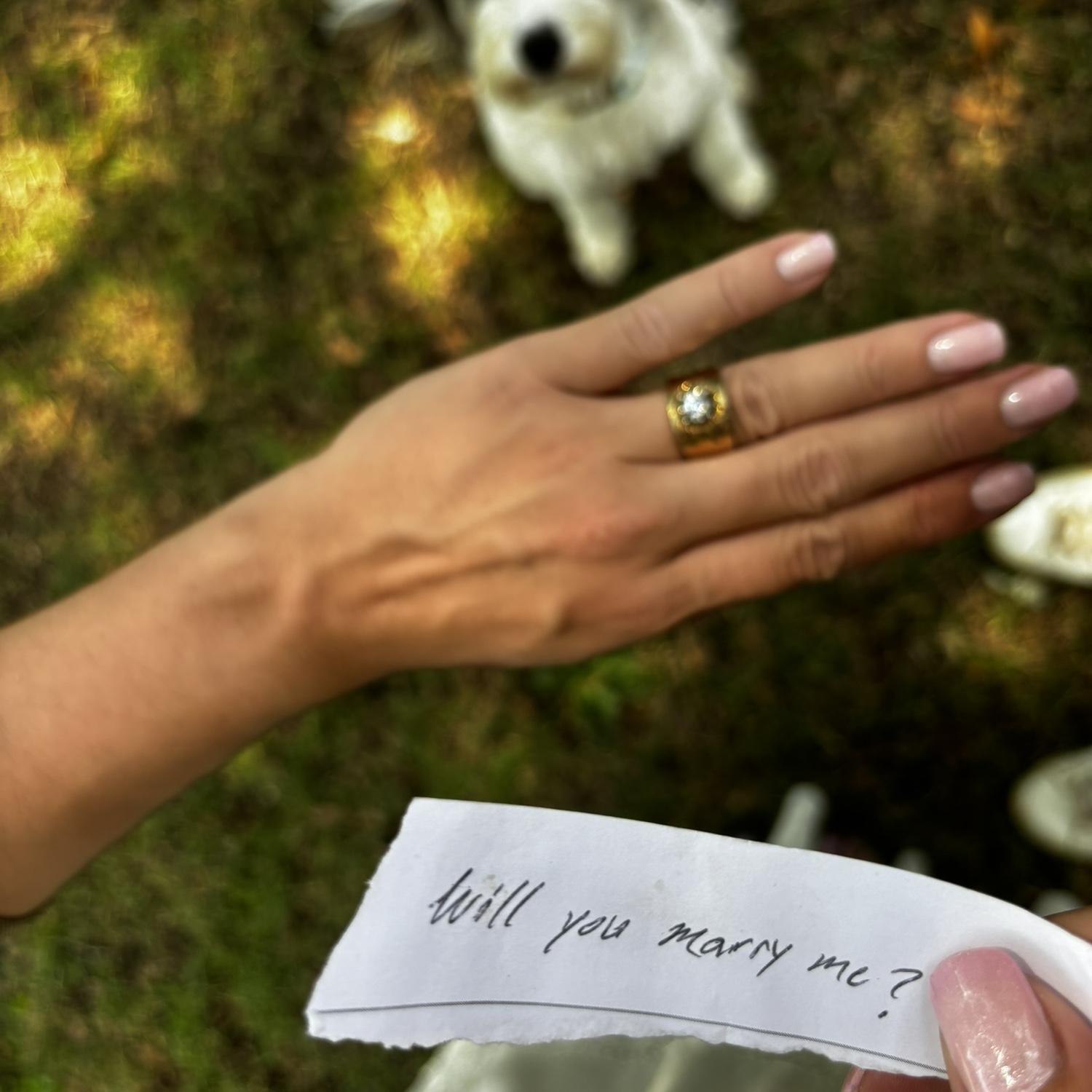 This note was in the champagne flute!