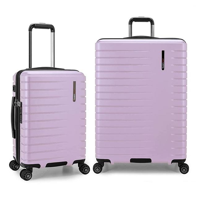 Traveler's Choice Archer Polycarbonate Hardside Spinner Luggage Set, Tie Down Straps, Light Purple, 2-Piece
