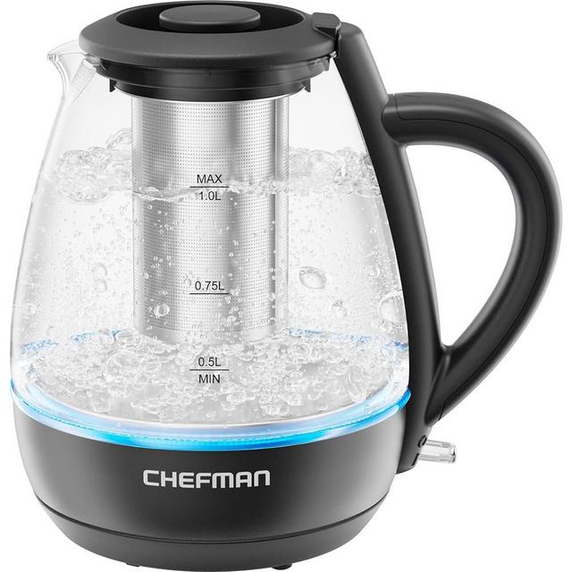 Chefman Electric Kettle with Tea Infuser, 1L 1500W, Removable Lid for Easy Cleaning, Boil-Dry Protection, Stainless Steel Filter, BPA Free, Auto Shut Off Hot Water Boiler, Small Electric Tea Kettle