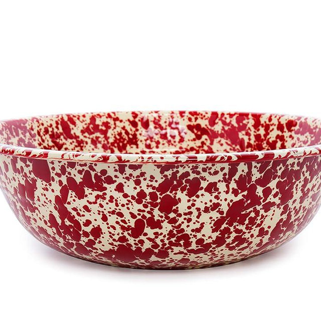 Crow Canyon Home Enamelware Medium Basin, 8 quart, Burgundy/Cream Splatter (Single)