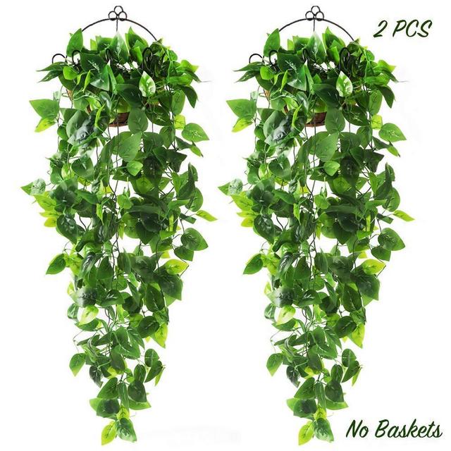 CEWOR 2pcs Artificial Hanging Plants 3.6ft Fake Ivy Vine Fake Ivy Leaves for Wall Home Room Garden Wedding Garland Outside Decoration