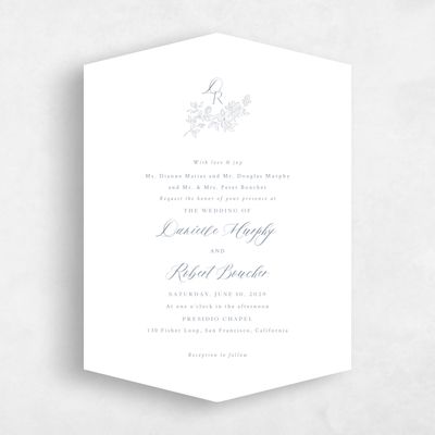 Grey Diamond Wedding Invitation - Lisette Portrait