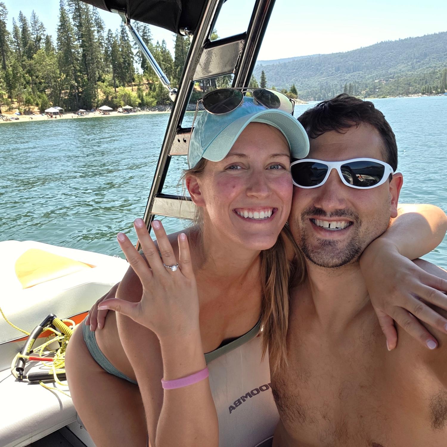 Bass lake in Cali, newly engaged and my first time waterskiing!