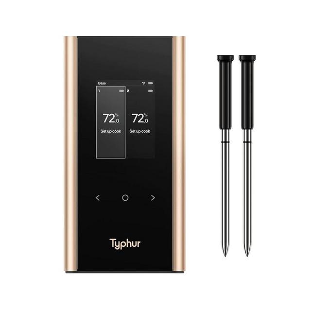 Typhur SYNC Gold Wireless Meat Thermometer | Two Slim Probes | 10x Stronger Signal Than Bluetooth | Reliable Readings Through Closed Smoker, Kamado Grill, BBQ, and Tough Obstacles | Easy-to-Use Base