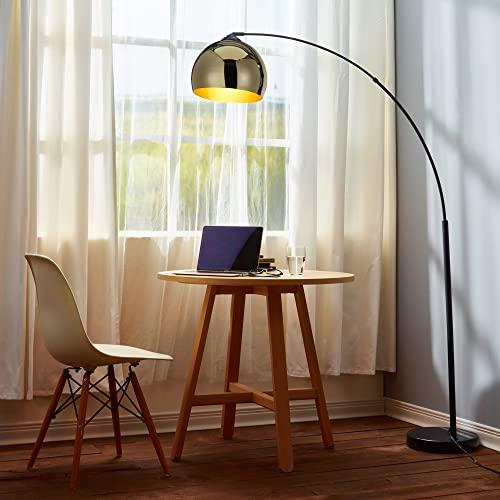 Versanora VN-L00012 Arquer Arc Floor Lamp with Gold Shade and Black Marble Base Living Room Bedroom