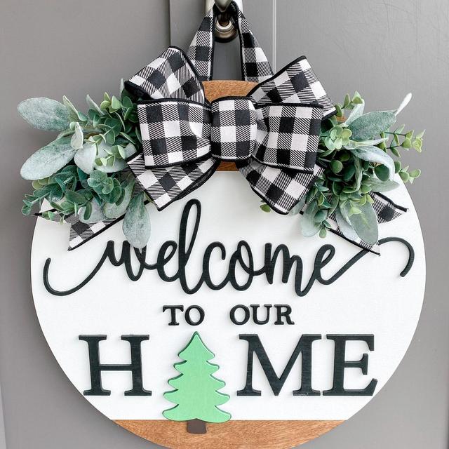 Front Door Decor | Front Door Wreath | Welcome To Our Home | Interchangeable Sign | Front Door Sign | Door Hanger | Housewarming Gift