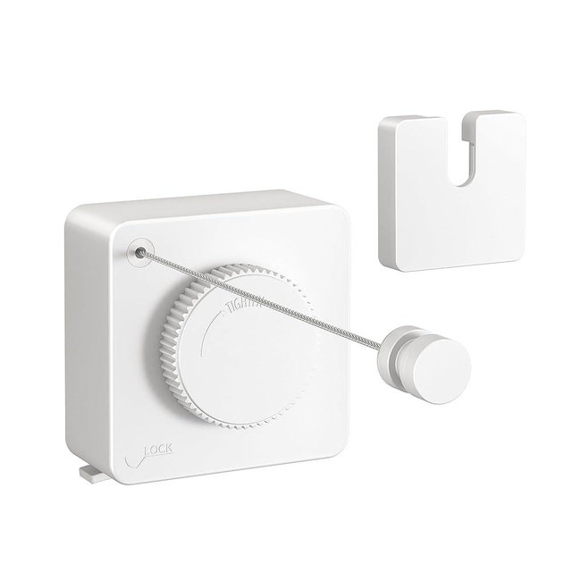 JOOM Retractable Clothesline Heavy Duty Clothes Drying Laundry Line Wall Mounted Easy Hanging Clothes Drying Laundry Line Retracting Hanging Lock to Prevent Sagging (Square,White)