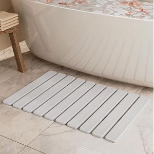Stone Bath Mat, Quick Dry Stone Drying Mats for Bathroom, Super Absorbent Rollable Bath Stone Mat, Non Slip, Large Diatomaceous Earth Dish Drying Mats for Kitchen Counter 23.5 x 15.4in, Off-White