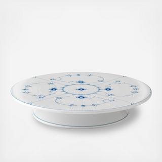Blue Fluted Plain Footed Cake Plate