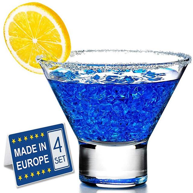 Crystalia Stemless Martini Glasses Set of 4, Cocktail Cosmopolitan Margarita Set, Small Desert Cups, Cute Shrimp Cocktail Glass for Martini Lovers, Cool Mini Cocktail Shot Glasses, 7 3/4 Ounces