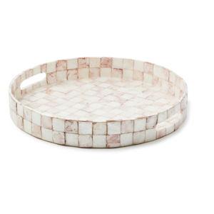Rosy Check Capiz Round Tray