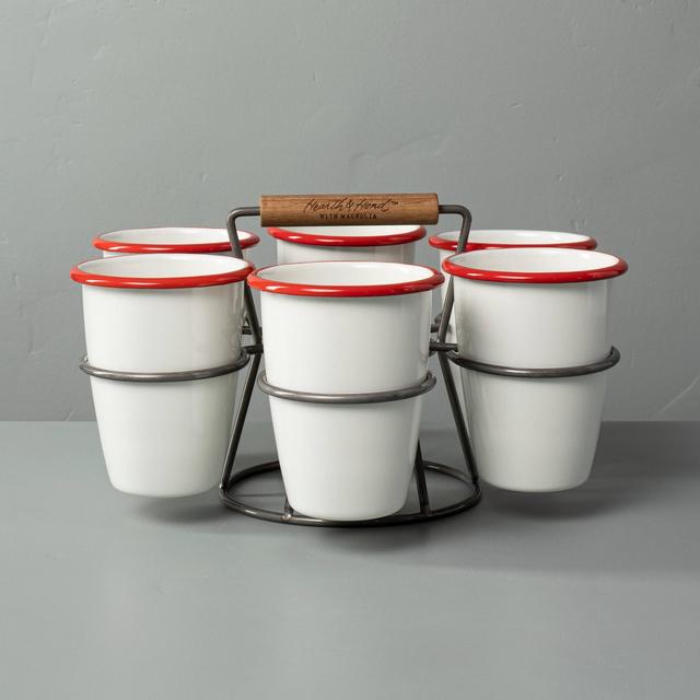 7pc Drink Caddy Set Red/Cream - Hearth & Hand™ with Magnolia