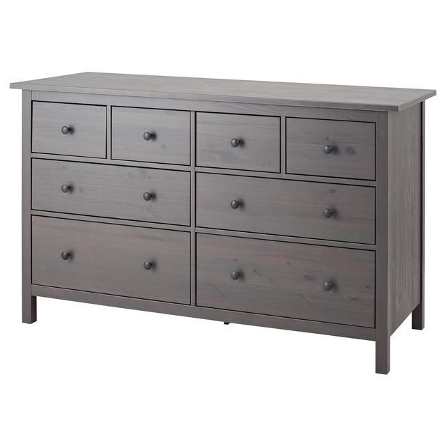 HEMNES 8-drawer dresser, dark gray stained63x37 3/8 "