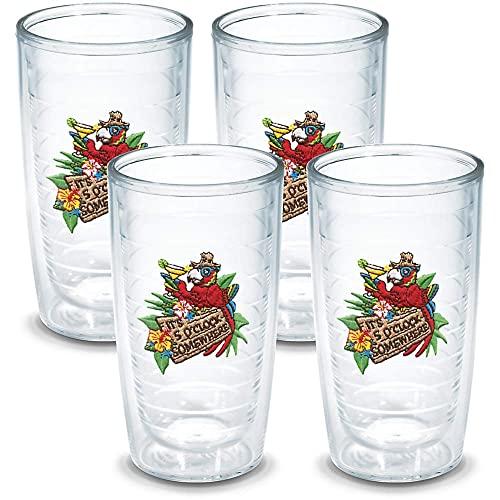 Tervis Tumbler Margaritaville It's 5'Clock Somewhere 16-Ounce Double Wall Insulated Tumbler, Set of 4 -