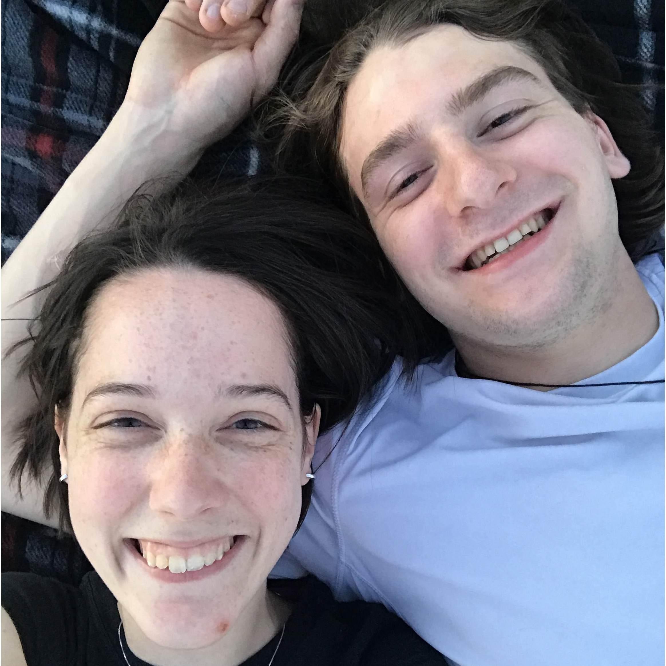 This selfie was from a picnic and stargazing date, and is a perfect capture of the happiness we share together.  May 17, 2017.