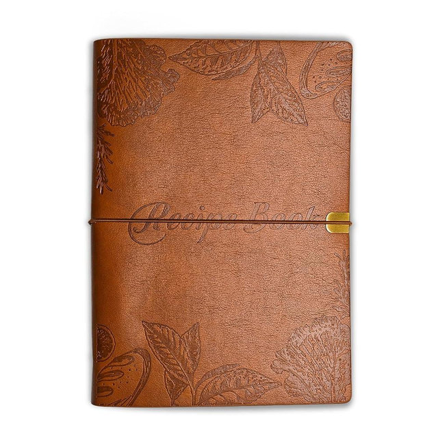 GoShambar Blank Recipe Book To Write In Your Own Recipes, Leather Recipe Notebook, Recipe Journal Hold 150 Recipes(Long Recipes & Short Recipes) (Light Brown)