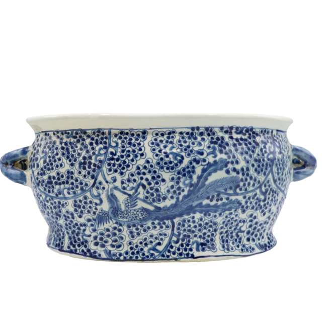 Blue and White Phoenix Oval Foot Bath
