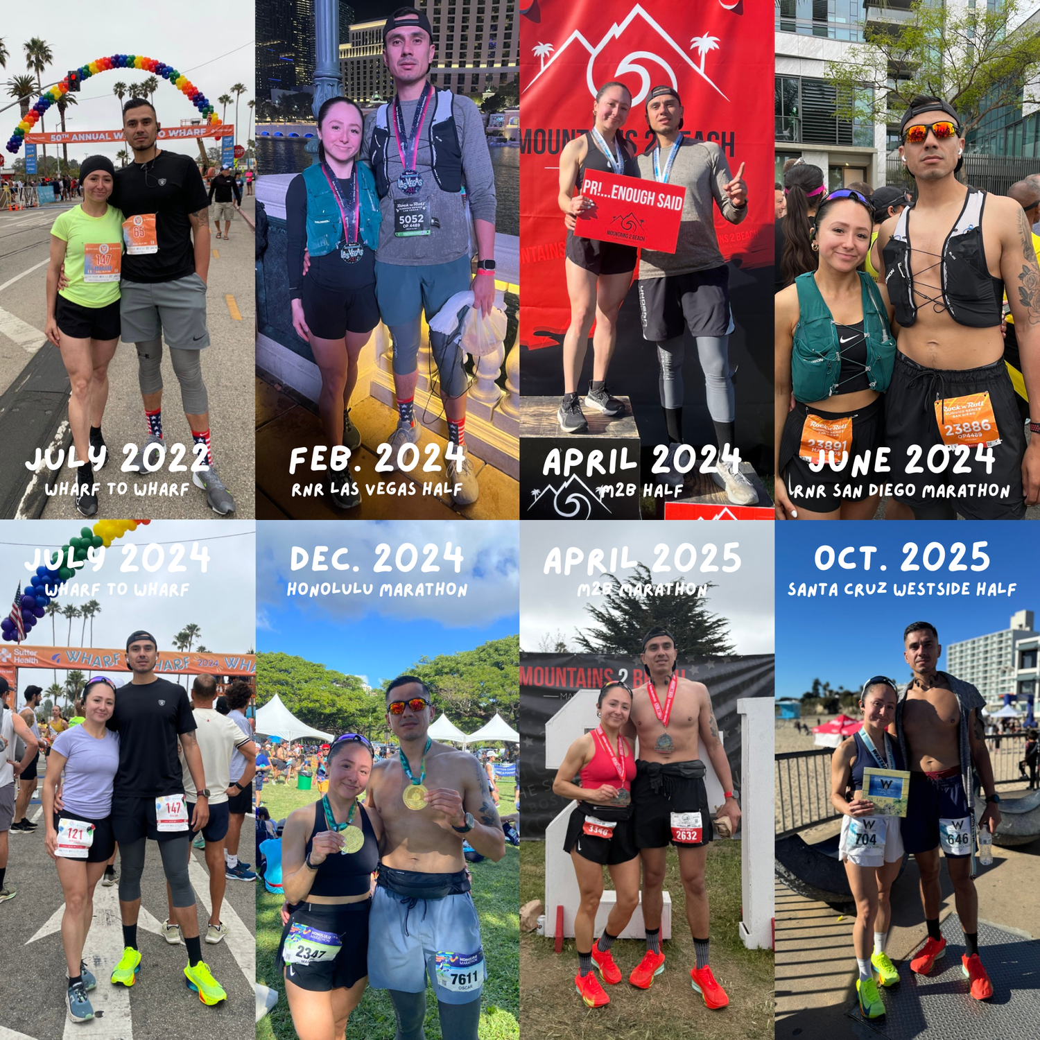 Races we’ve ran together through the years. | Carreras que hemos corrido juntos a lo largo de los años.