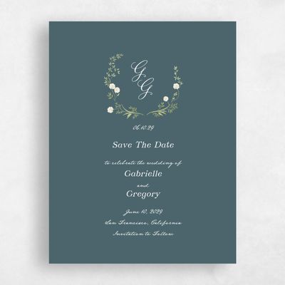 Deep Blue Spruce Wedding Save the Date - Margot Portrait